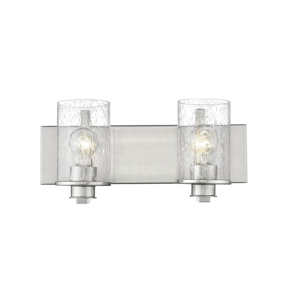 Beckett 2 Light Vanity, Brushed Nickel And Clear Seedy